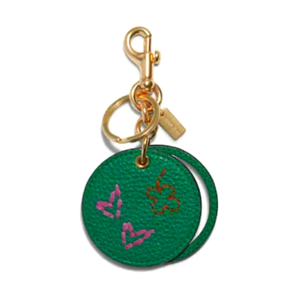 COACH | Mirror Bag Charm with Diary Embroidery Green